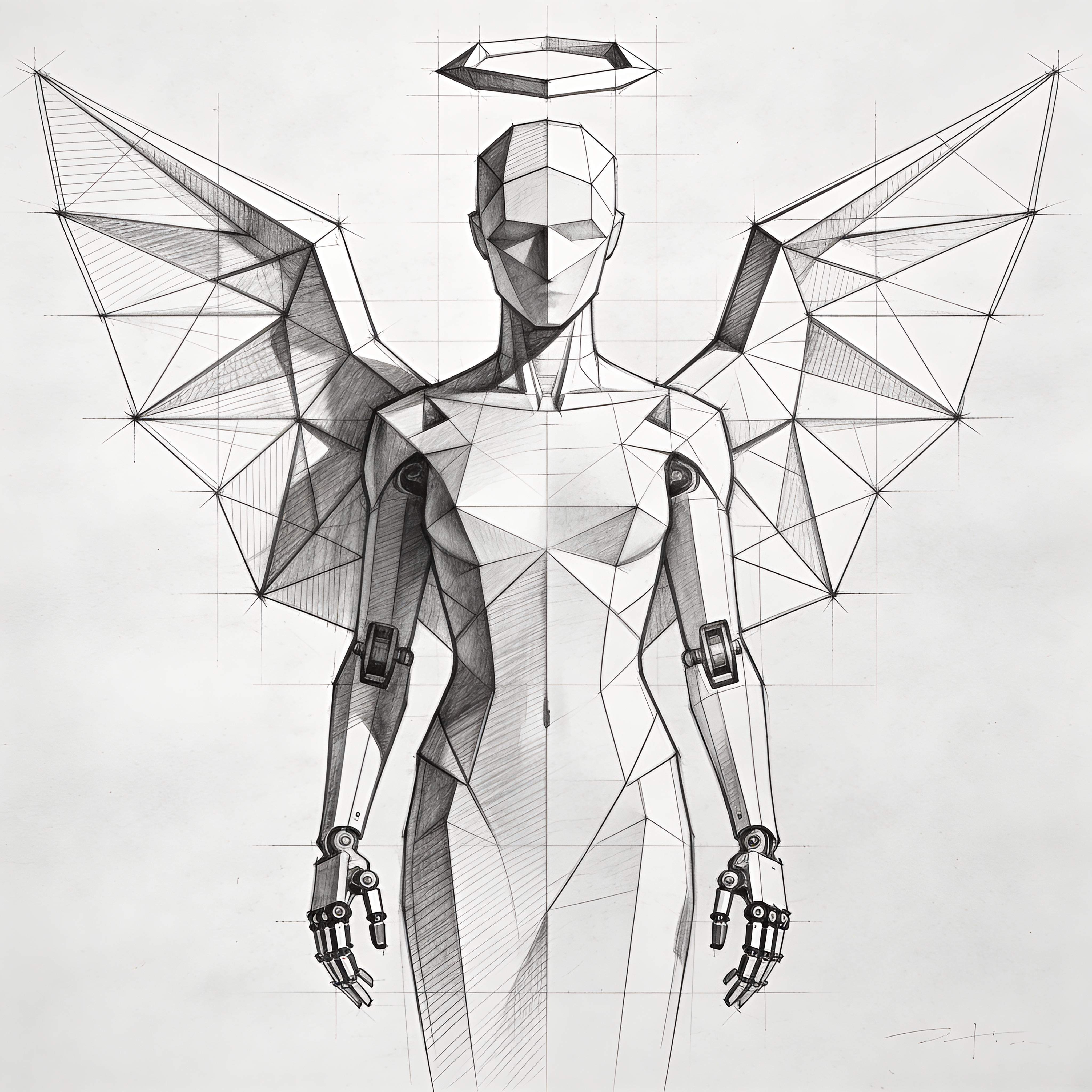 arcAIngel - Geometric angel figure representing predictive kinetics